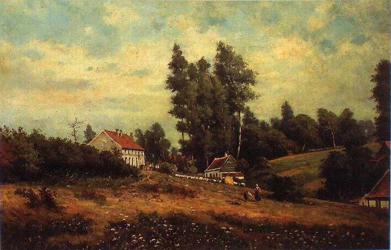 Theodore Fourmois Landscape with farms oil painting image